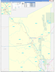 Dona Ana County, NM Wall Map Zip Code Basic Style 2024
